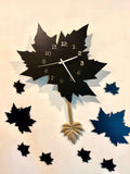 Black Maple Leaf Wall Clock with Pendulum - My Store