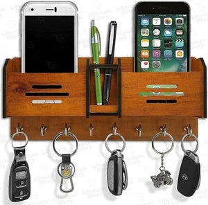 Beautiful Wooden Mobile And Key Holder 😍 Best Decoration And Mobile Safety Product - My Store