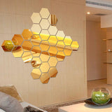 6x Acrylic Hexagon wall decor Mirror (Gold) - My Store