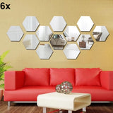 6x Acrylic Hexagon wall decor Mirror(Silver) - My Store