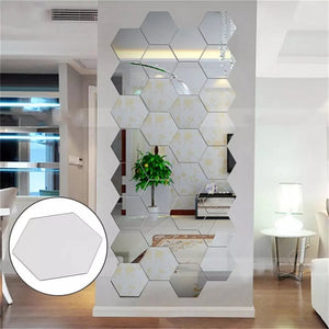 6x Acrylic Hexagon wall decor Mirror(Silver) - My Store