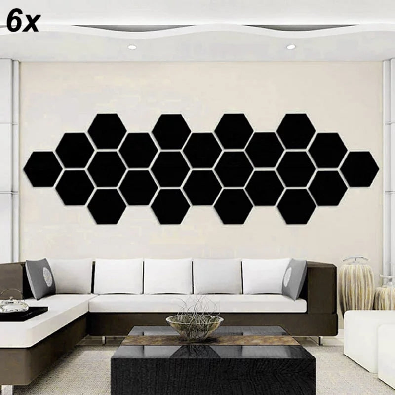 6x Acrylic Hexagon wall decor Mirror (Gold) - My Store