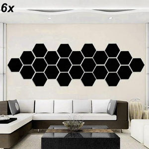 6x Acrylic Hexagon wall decor(Black) - My Store