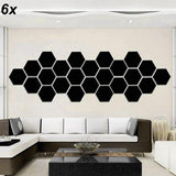 6x Acrylic Hexagon wall decor(Black) - My Store