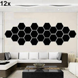 12x Acrylic Hexagon wall decor(Black) - Wall Decoration - My Store