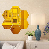 6x Acrylic Hexagon wall decor Mirror (Gold) - My Store