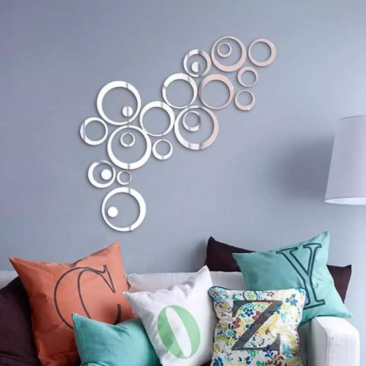 Silver Acrylic Mirror Rings(set of 22) - Wall Decor - My Store