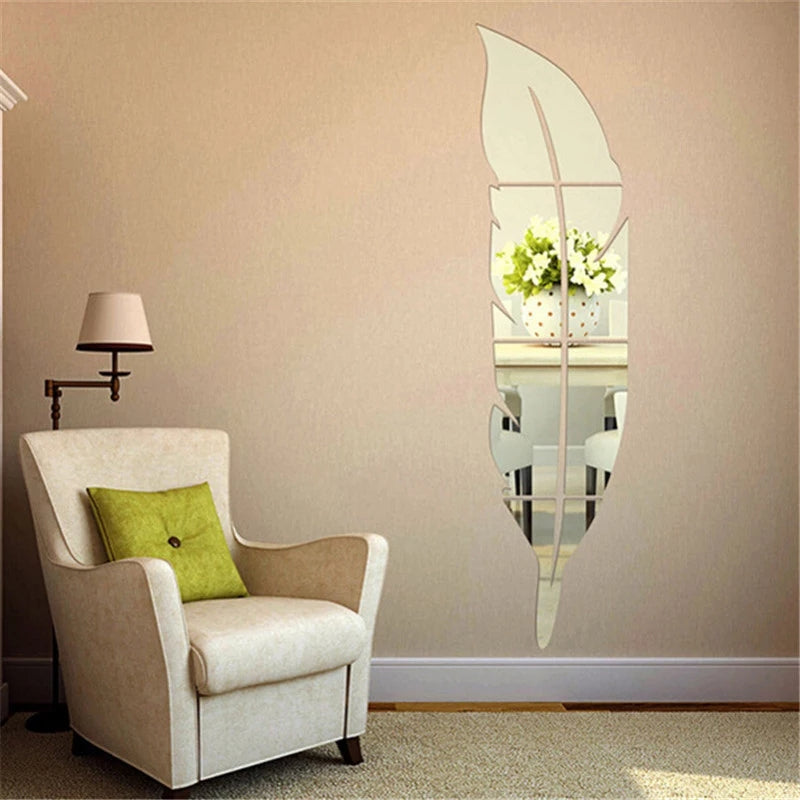 Silver Acrylic Leaf Mirror - My Store