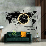 World Map Wall Clock with Rope Light(Large) - My Store