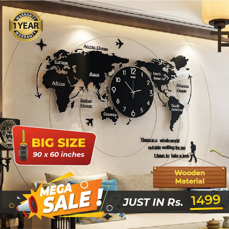 World Map Wall Clock - Wall Clock - My Store