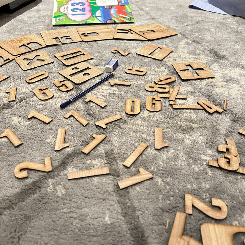 Kids Wooden Drawing Stencils English/Urdu/Mathematics Alphabets Learning Puzzle Toys - My Store