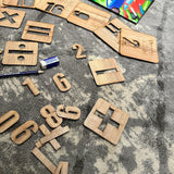 Kids Wooden Drawing Stencils English/Urdu/Mathematics Alphabets Learning Puzzle Toys - My Store