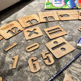 Kids Wooden Drawing Stencils English/Urdu/Mathematics Alphabets Learning Puzzle Toys - My Store