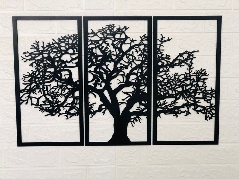 Wall Decor Tree in 3 panels 3 panel tree decor, Engraved Wall Art - My Store