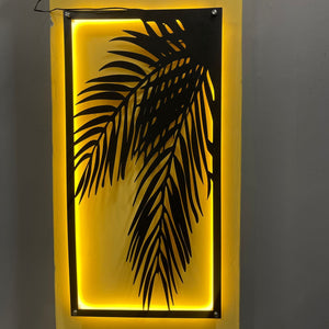 3D Bamboo leaf Wall Decor Art with Neon Light - My Store