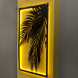 3D Bamboo leaf Wall Decor Art with Neon Light - My Store