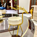 METALLIC GOLDEN GAZELLE STYLE ASH TRAY DECOR FOR TABLE AND HOME - My Store