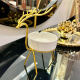 METALLIC GOLDEN GAZELLE STYLE ASH TRAY DECOR FOR TABLE AND HOME - My Store