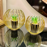 METALLIC GOLDEN GLOBE DECOR WITH PLANTER INSIDE - My Store