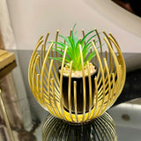 METALLIC GOLDEN GLOBE DECOR WITH PLANTER INSIDE - My Store