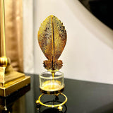 METAL GOLDEN LEAF DECOR CANDLE HOLDER with Free LED Candle - My Store