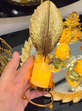 METAL GOLDEN LEAF DECOR CANDLE HOLDER with Free LED Candle - My Store