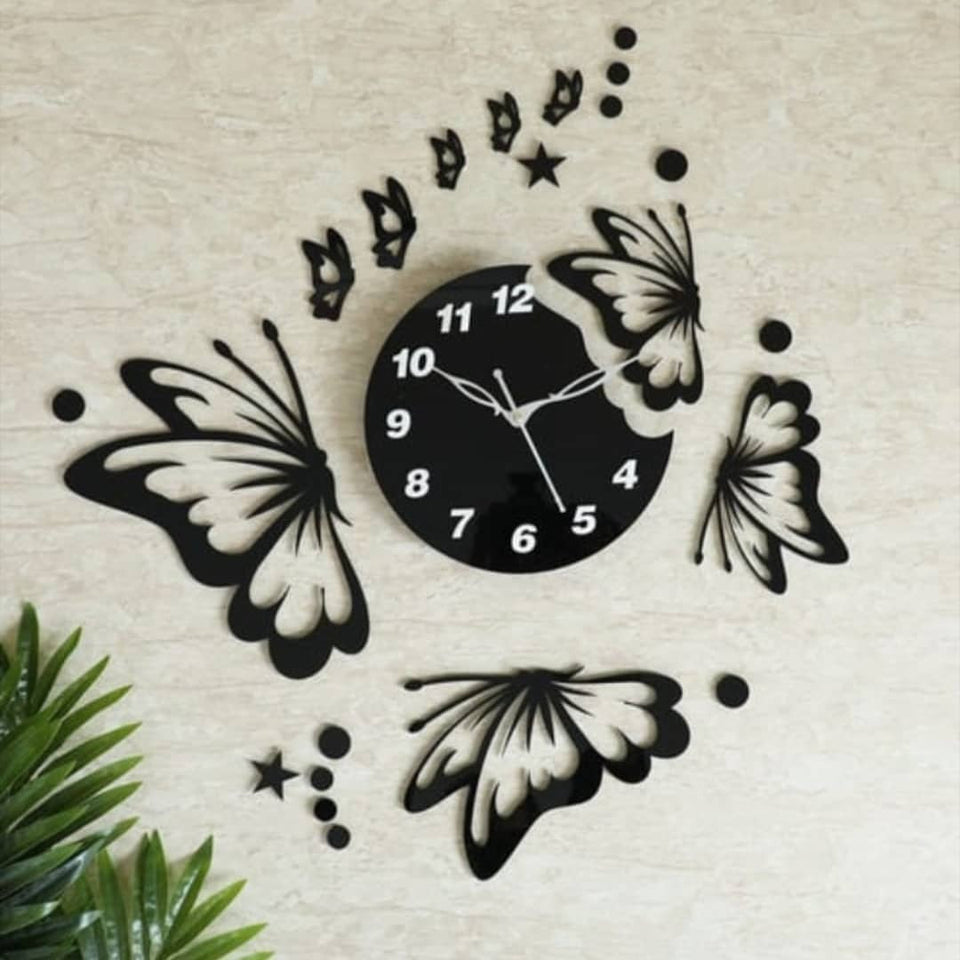 Butterflies with Stars Clock - My Store