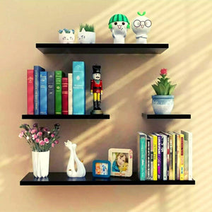 Wall Mounted White & Black Floating Shelves - My Store