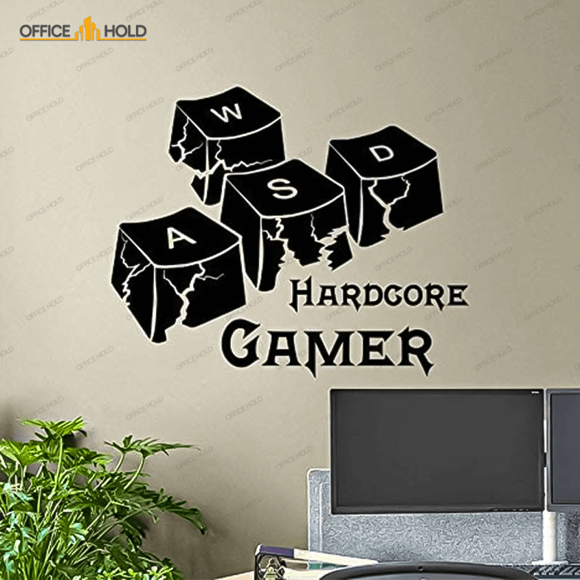 Hardcore Gamer WASD Keyboard Keys Gamer Room Sign (hg02) - My Store