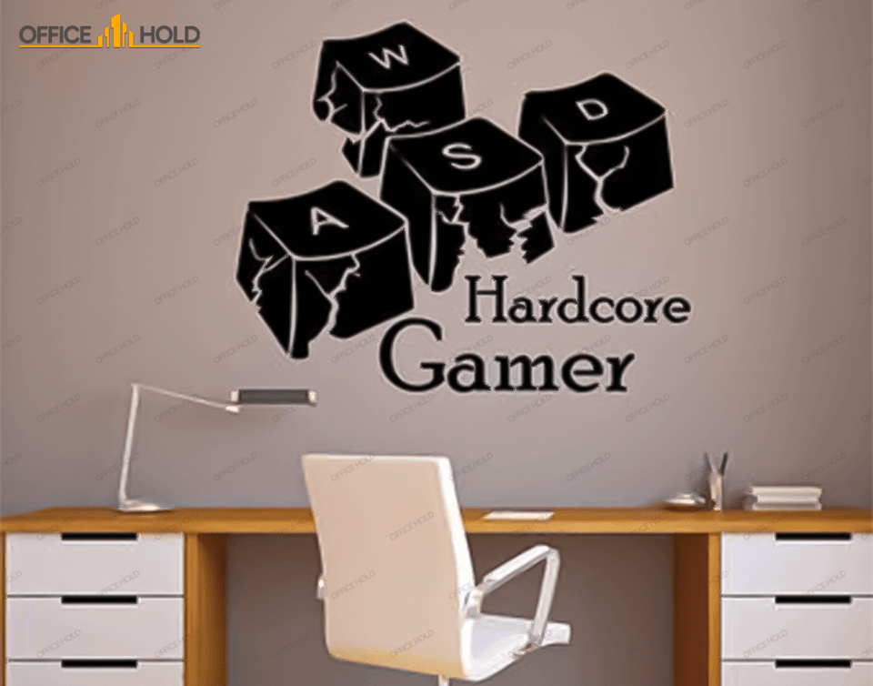 Hardcore Gamer WASD Keyboard Keys Gamer Room Sign (hg02) - My Store