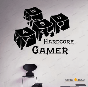 Hardcore Gamer WASD Keyboard Keys Gamer Room Sign (hg02) - My Store