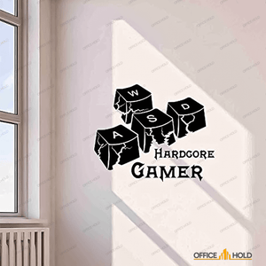 Hardcore Gamer WASD Keyboard Keys Gamer Room Sign (hg02) - My Store